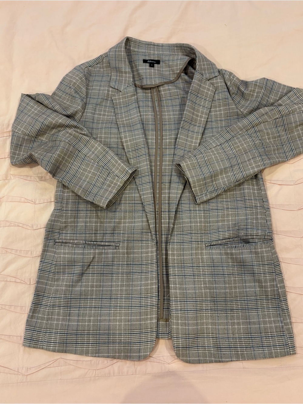 Plaid Open-Front Women's Blazer Jacket - Brown Multi